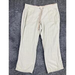 Per Se Womens Linen Blend Drawstring Pants Beige Stone Casual Lounge Size L